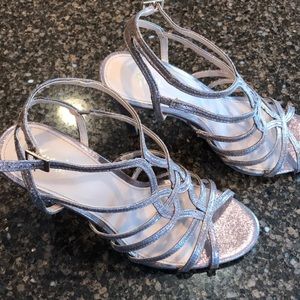 Gold- iridescent strappy heels